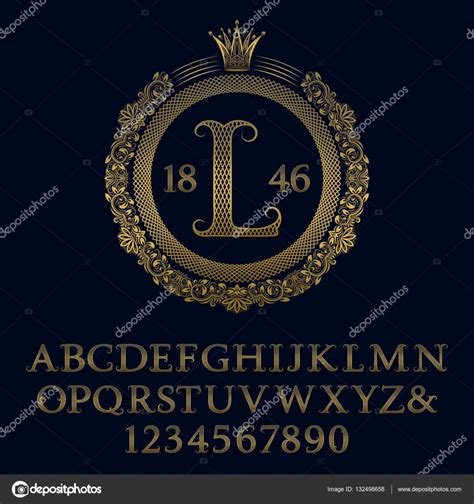 Lattice Patterned Gold Letters And Numbers With Initial Monogram In