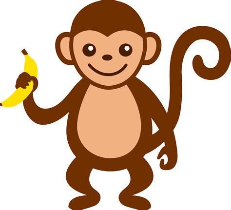 Cute Monkey With Banana Free Clip Art