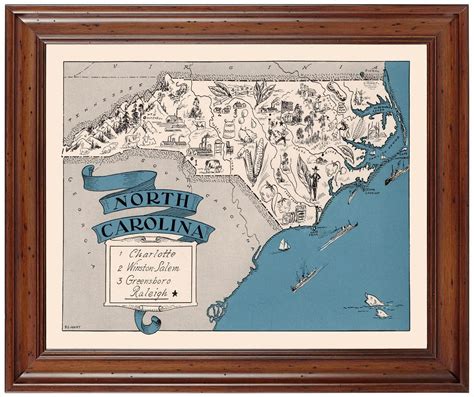 North Carolina Pictorial Map 1931 Ready To Frame 18 X 24 Print
