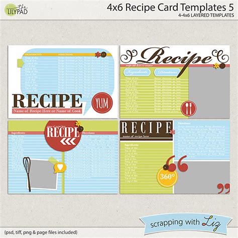 › microsoft office recipe templates free. Digital Scrapbook Templates - 4x6 Recipe Card 5 | Scrapping with Liz