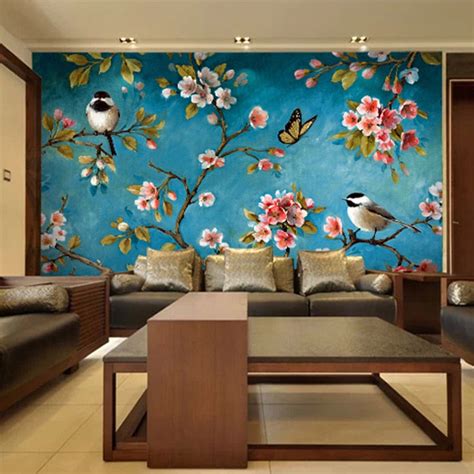 Custom Wallpaper Mural Chinese Style Flowers And Birds Bvm Home