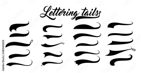 Swoosh And Swash Typography Tails Shape Underline Retro Swoop Wave