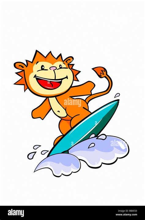 A Lion Surfing Stock Photo Alamy