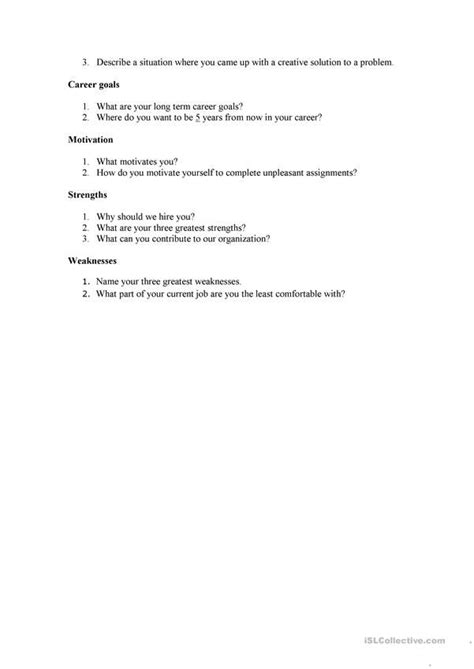 Job Interview English Esl Worksheets For Distance Learning And
