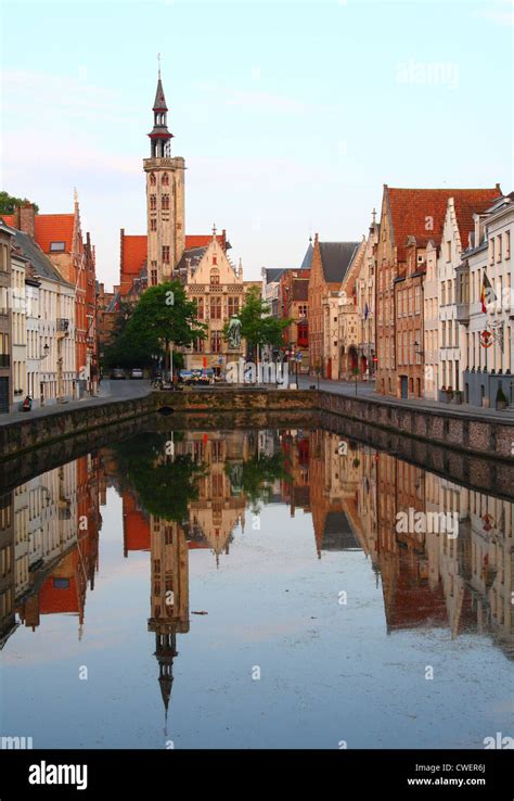 Old Town Of Bruges In Belgium At Sunset Time Jan Van Eyckplein Bruges