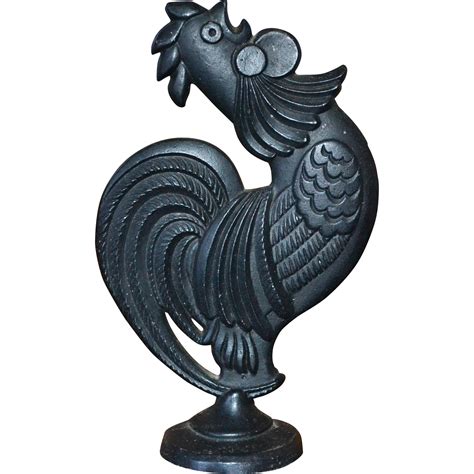 Black Cast Iron Rooster Figurine Sculpture from blackwidowvintiques on ...