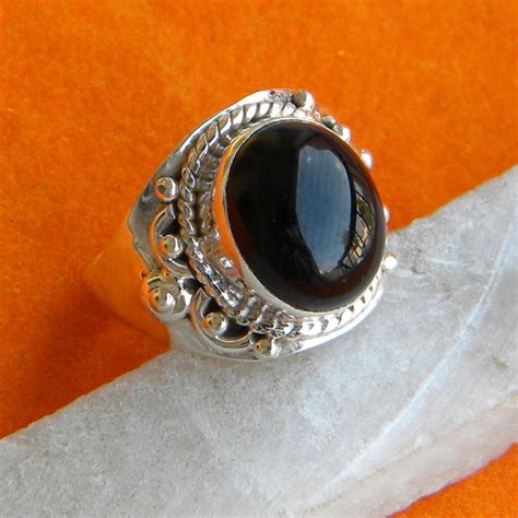 Black Onyx Ring Solid 925 Sterling Silver Silver Ring Size Etsy