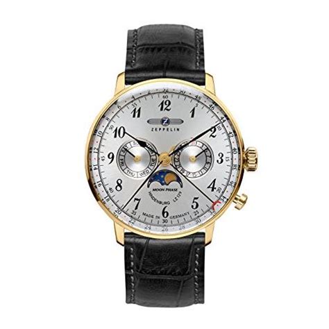 くださいま Zeppelin Unisex Chronograph Quartz Watch with Leather Strap 7038