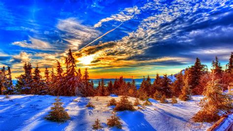 Download Winter Sunset Hd Wallpapers Desktop Backgrounds