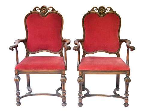 Kitchen & dining room furniture. Bohemian Red Velvet Dining/Accent Chairs - A Pair | Chairish