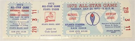 Lot Detail 1972 Mlb All Star Game Full Ticket