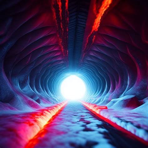 Mrx Underground Ice Tunnel With Lava Flowing Through Fantasy Digital Art
