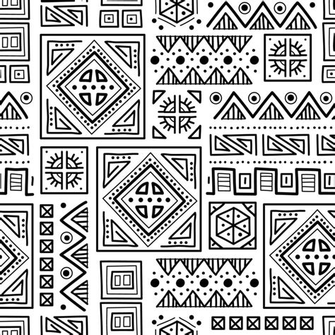 Mayan Patchwork Seamless Pattern Black And White Colors 7816375
