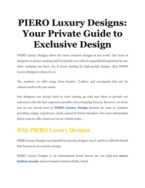 Ppt Piero Luxury Designs Your Private Guide To Exclusive Design
