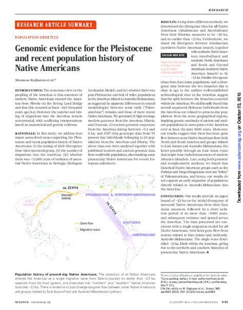 pdf genomic evidence for the pleistocene and recent population history of native americans