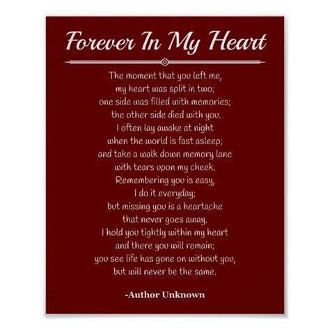 A Poem Written In White On A Red Background With The Words Forever In
