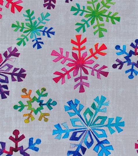 Bright Color Snowflake White Christmas Cotton Fabric Joann