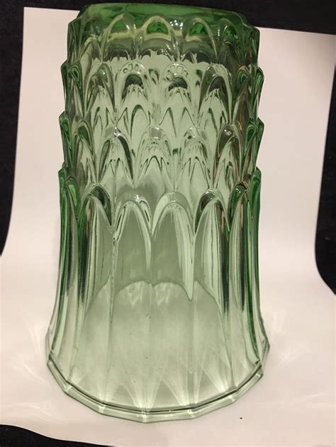 vintage green uranium glass fluted vase etsy