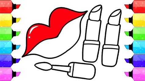 Lips And Lipstick Coloring Pages Learn How To Draw Lips And Lipstick