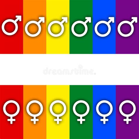 rainbow gay pride flag banner symbol of sexual minorities man and woman stock illustration