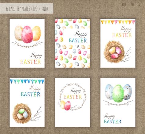 Easter Watercolor Collection Easter Cards Handmade Easter Design
