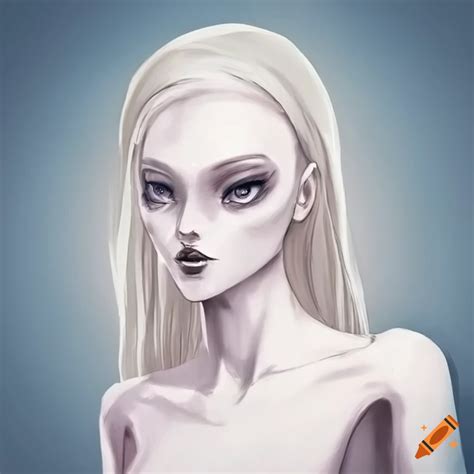 Digital Art Of A Female Grey Alien With Blonde Hair On Craiyon