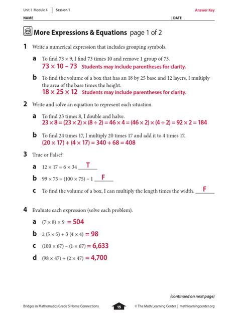Bridges in mathematics grade 5 student book answer key, casaruraldavina.com