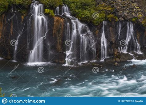 Waterfall Flowing Into Blue River Stock Photo Image Of Landmark