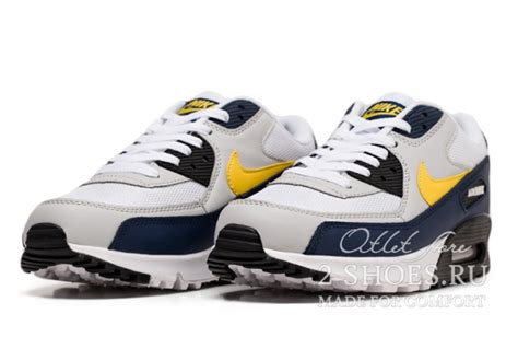 Купить Nike Air Max 90 Essential Michigan White Yellow Blue Aj1285 101