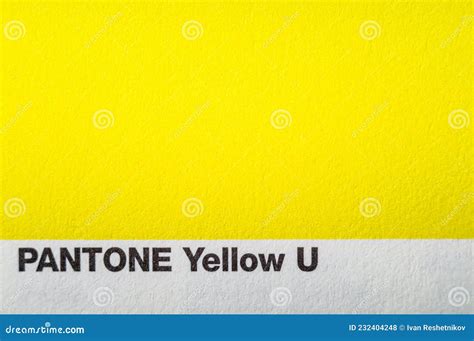 Pantone Yellow U Cardboard Card With Yellow Color A Sample Of Color