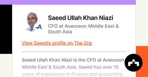 Saeed Ullah Khan Niazi Cfo At Avanceon Middle East And South Asia The Org