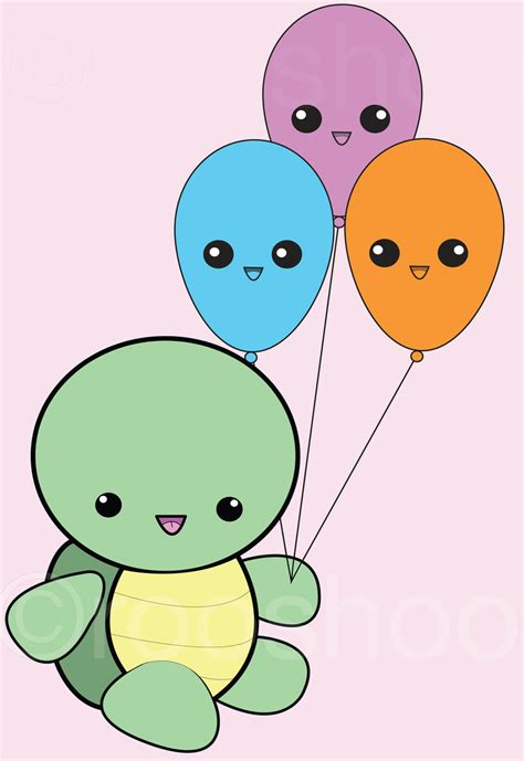 Kawaii Turtle With Balloons By Rooshoo On Deviantart