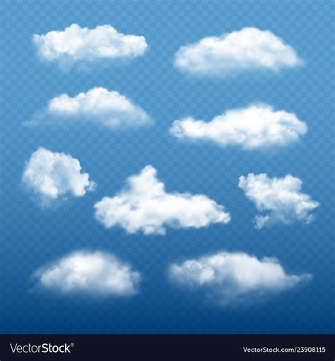 Cloudy Sky Realistic Beautiful White Clouds Vector Image