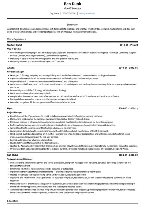It Director Resume Samples 2 Examples Visualcv