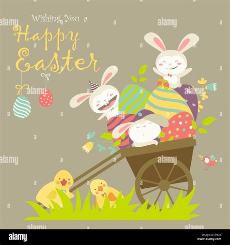 Easter Bunnies And Easter Eggs Stock Vector Image And Art Alamy