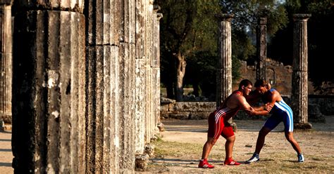 Wrestlers At Ancient Olympia Thinking Of Sports Future