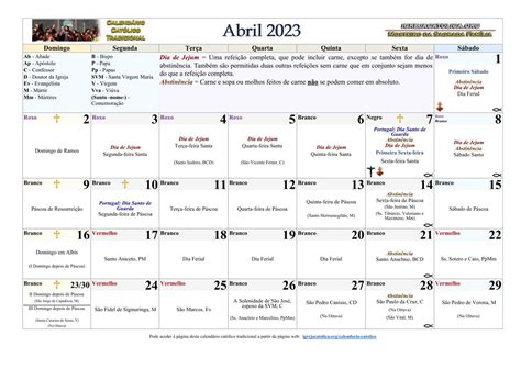Calendário Da Igreja Católica 2023