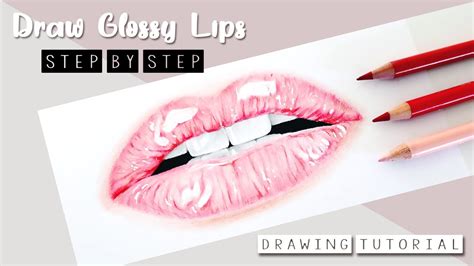 How To Draw Realistic Glossy Lips With Colored Pencils Easy Step By