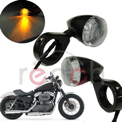 Pair Led Turn Signal Light Indicator Front Motorcycle Amber Fits Harley