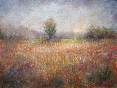 Misty Fields Landscape Oil Painting Fine Arts Gallery Original