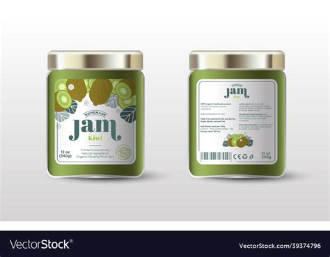 Kiwi Jam Label Jar Packaging Sugar Free Royalty Free Vector