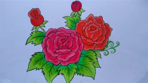 Menggambar Bunga Mawar Cara Menggambar Dan Mewarnai Bunga Mawar