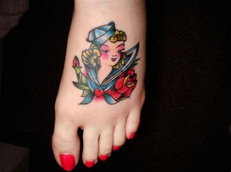Lovely Blond Sea Girl Foot Tattoo Tattooimagesbiz