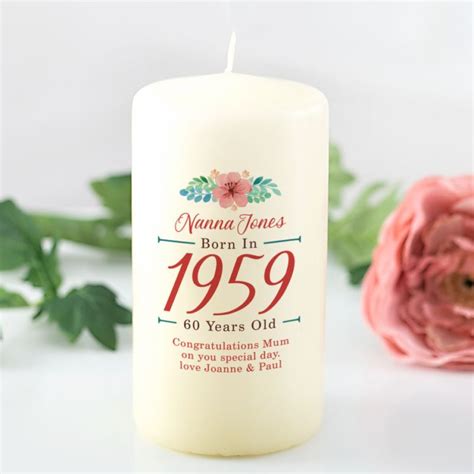 Her big day's fast approaching (hurrah!) so have a nosey at our unusual 60th birthday gifts for her and make sure it's a celebration she'll never forget. 60th Birthday Personalised Candle - Floral Design - The ...