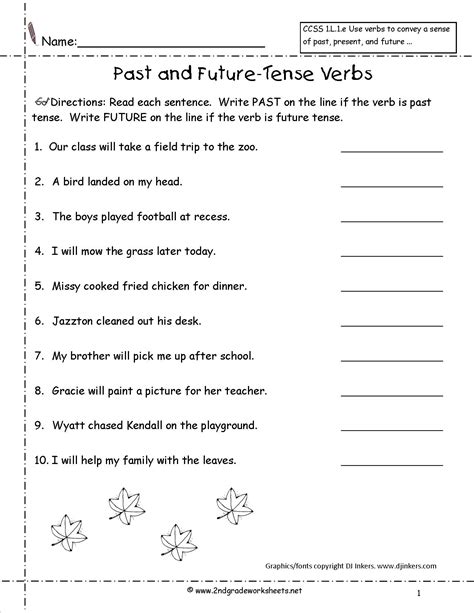 Past Present Future Tense Worksheet