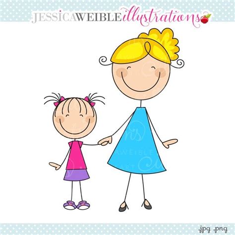 Mom And Daughter Stick Figure Clipart Jw Illustrations Stick Figure