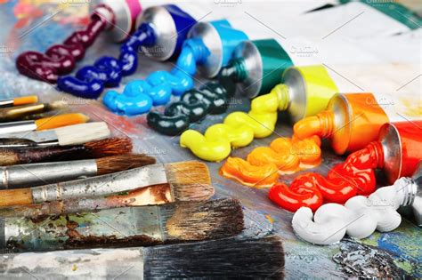 Palette With Oil Paint High Quality Arts And Entertainment Stock Photos