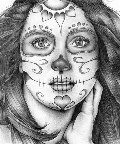 Sugar Skull Girl In Biro By ~angelfaces1986 On Deviantart Sugar Skull