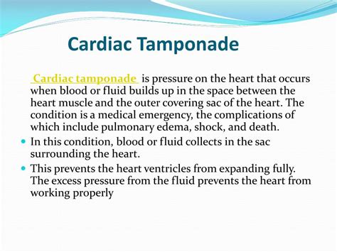 Ppt Cardiac Tamponade Overview Symptoms Signs Causes Risk Factor