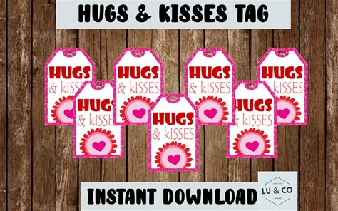 Hugs And Kisses Printable Tag